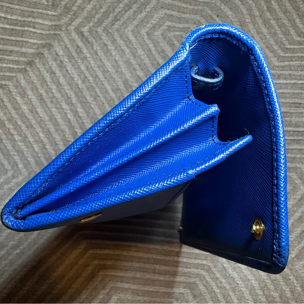 Authentic Prada Royal Blue Wallet with Gold Accents - Picture 8 of 9